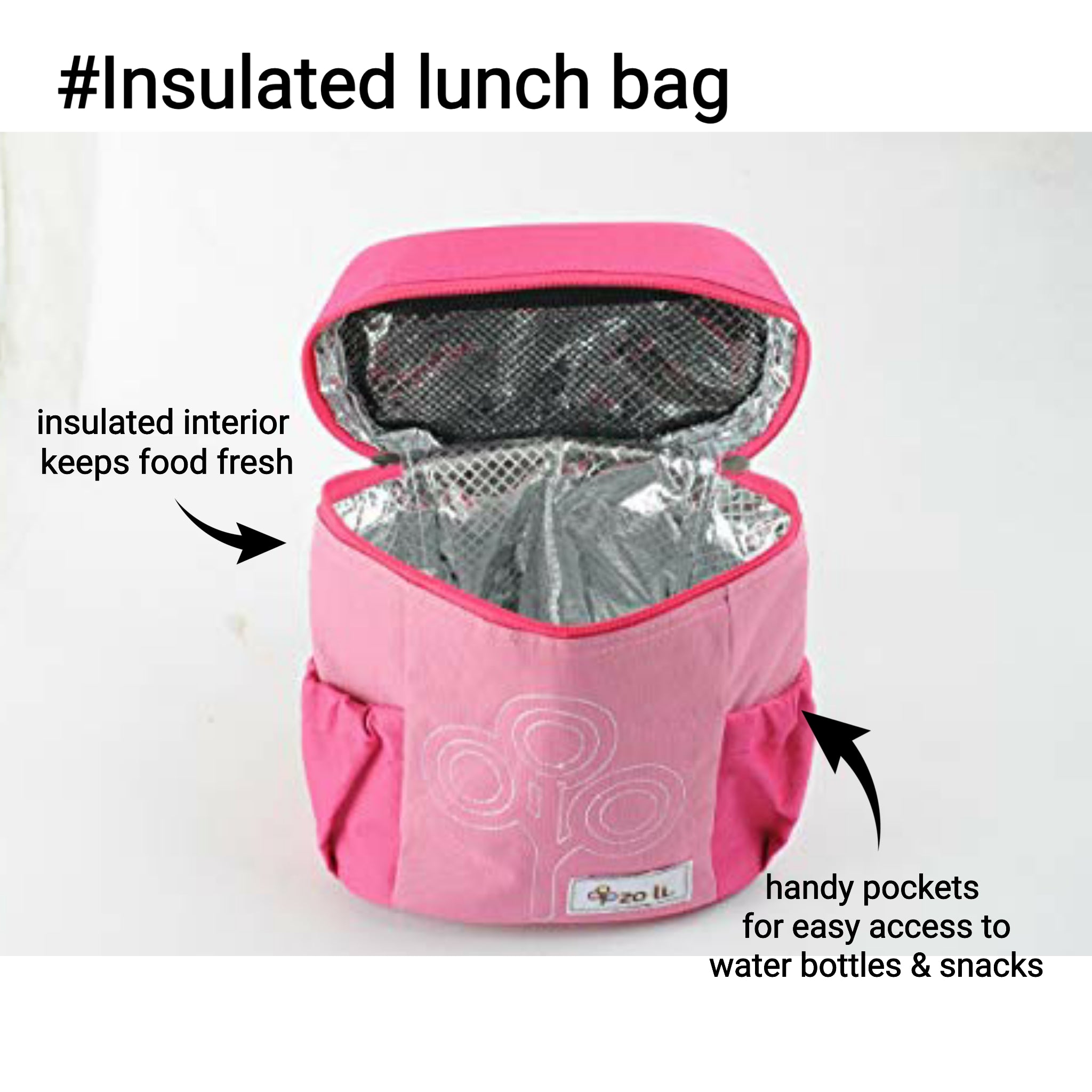 Zoli NOM NOM Insulated Lunch Bag - Pink