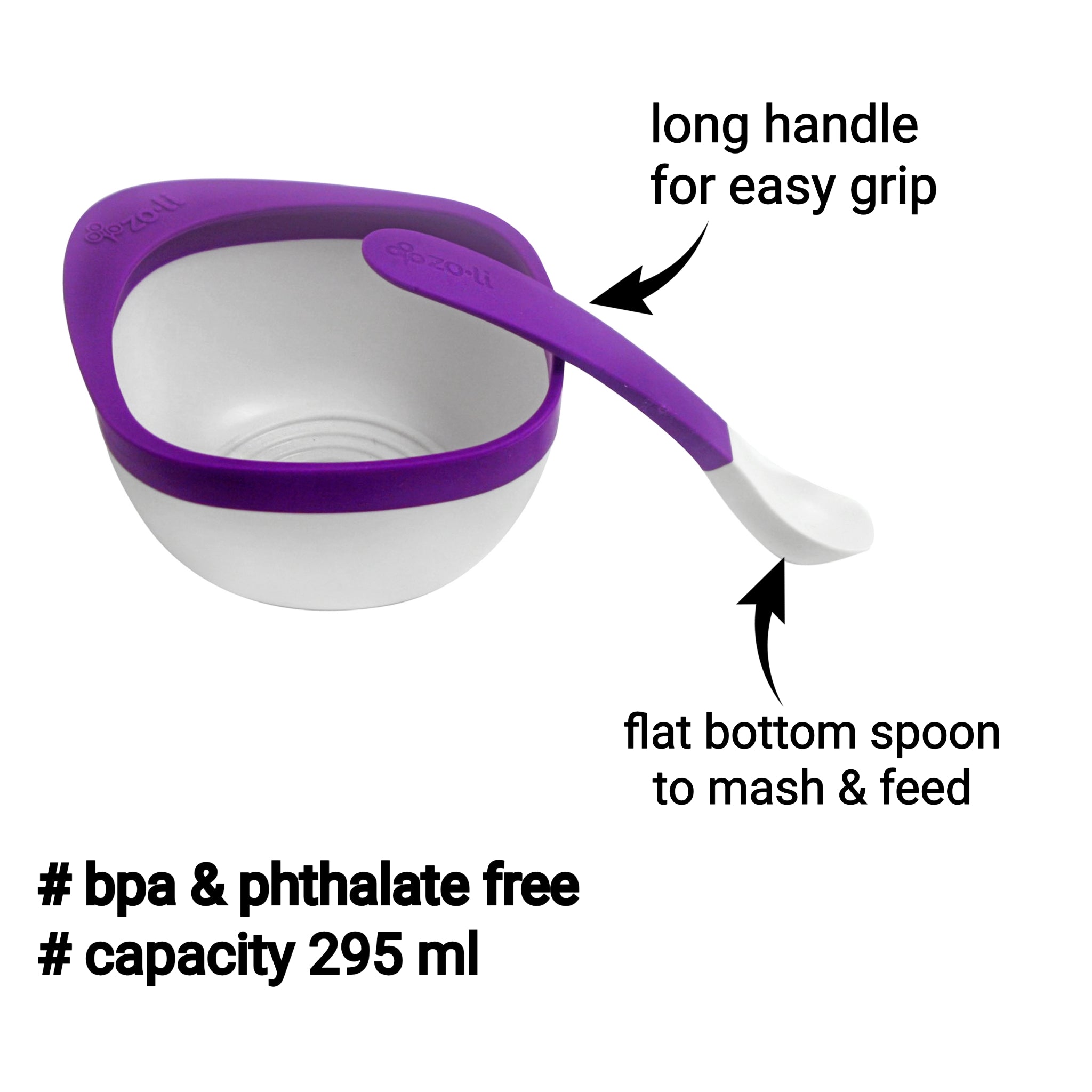Zoli Mash Bowl and Spoon Kit - Purple