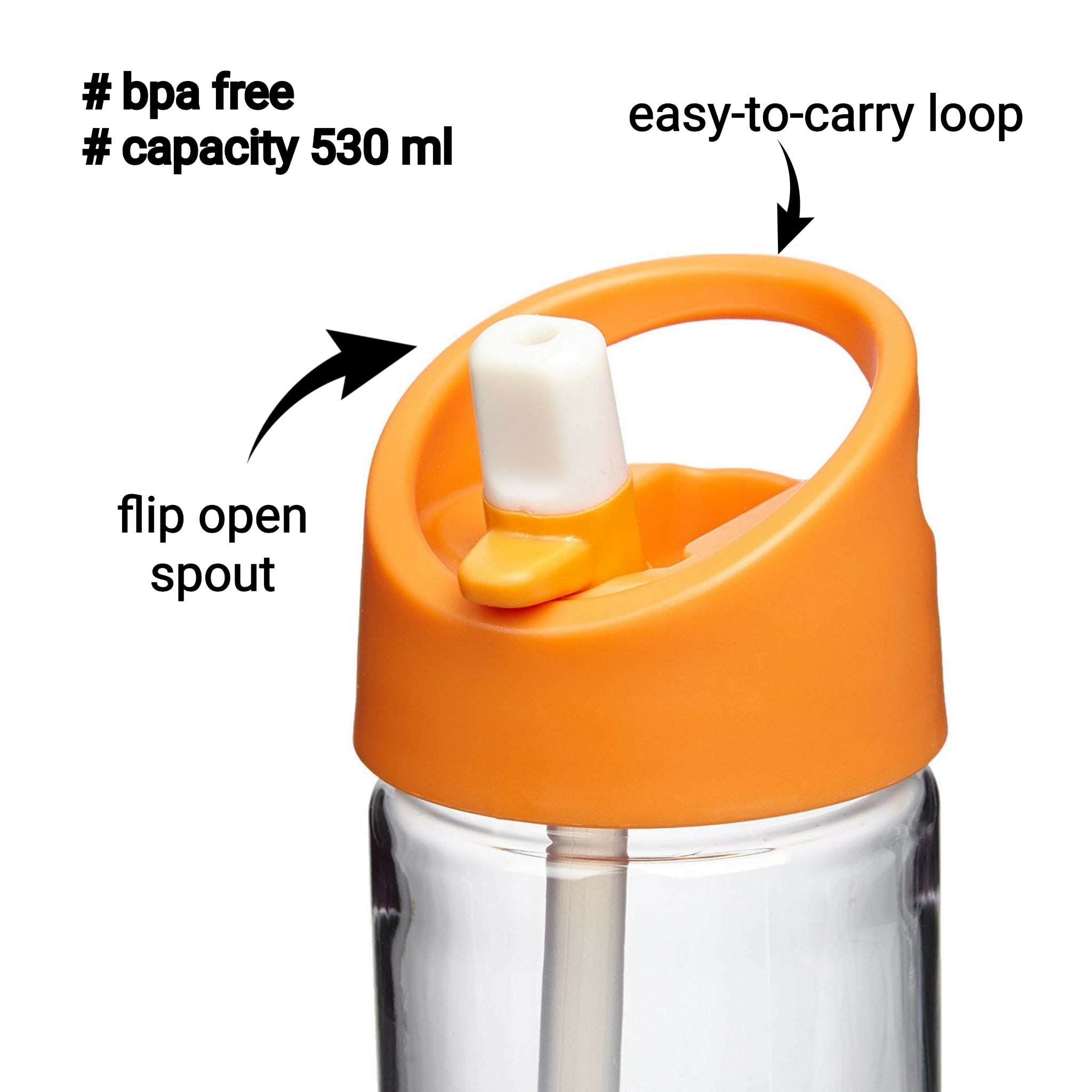 Zoli PIP Straw Water Bottle - Orange