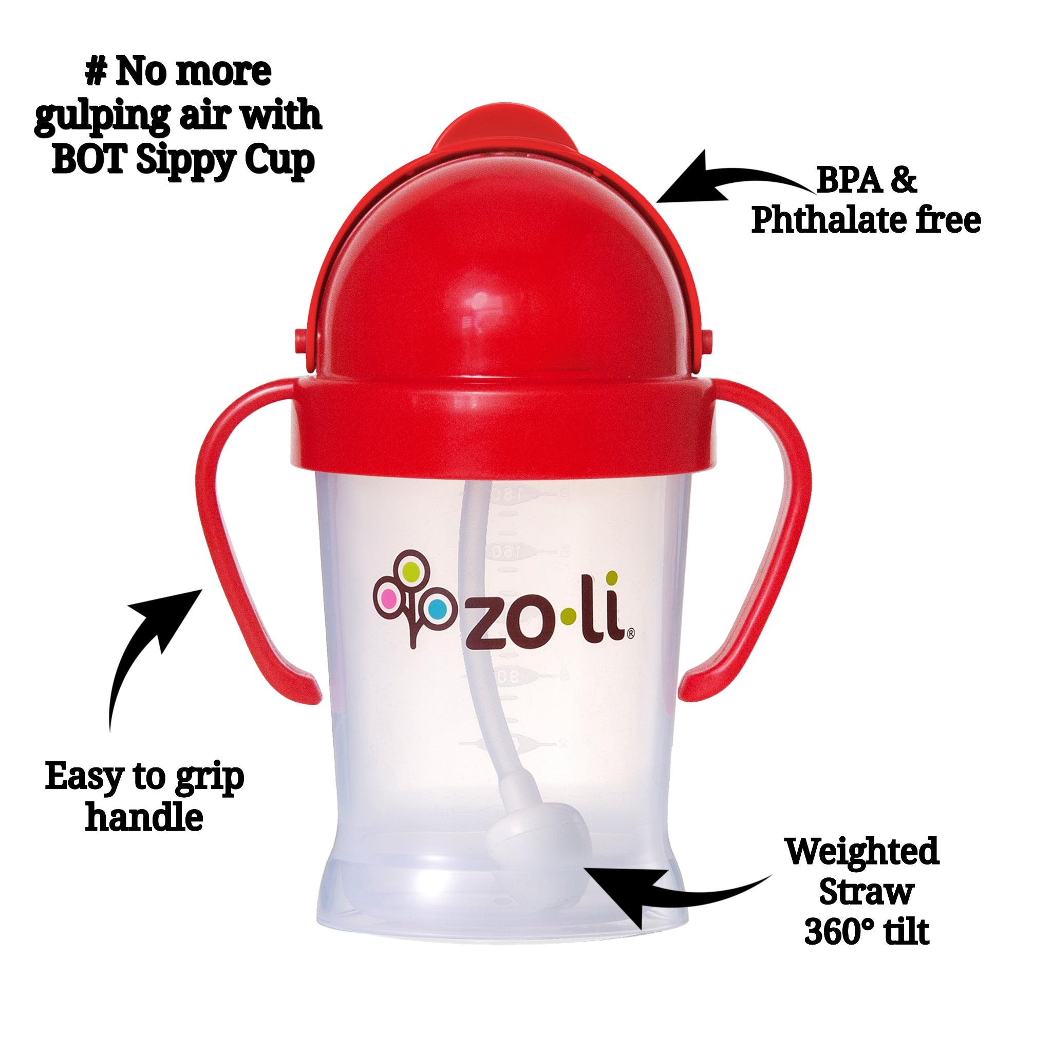 ZoLi BOT Straw Sippy Cup - Red