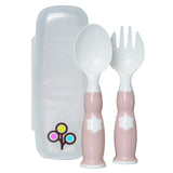 ZoLi Ergonomic Fork & Spoon Set with Travel Case - Blush