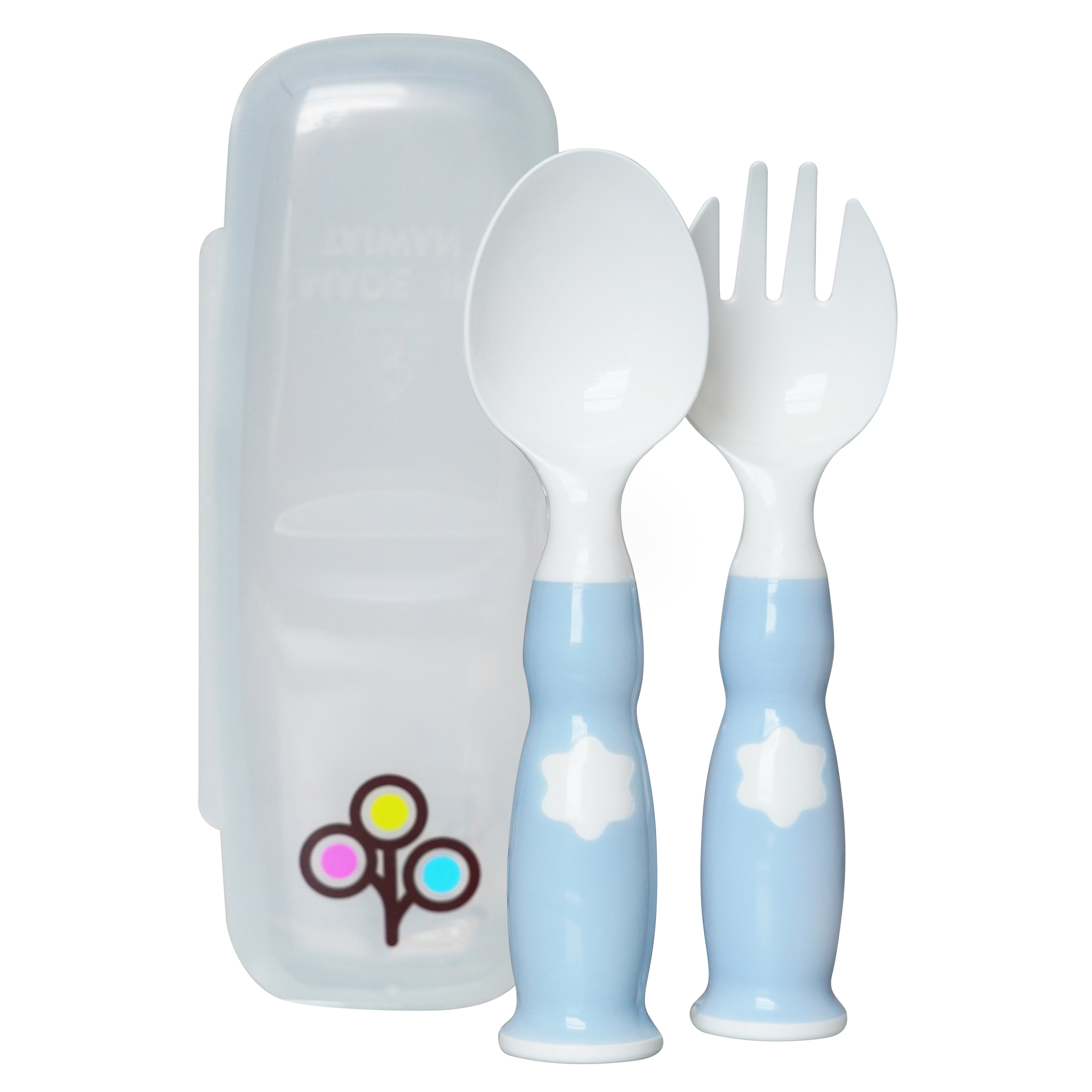 ZoLi Ergonomic Fork & Spoon Set with Travel Case - Mist Blue