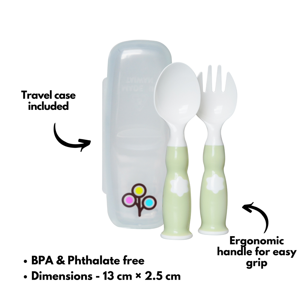 ZoLi Ergonomic Fork & Spoon Set with Travel Case - Green