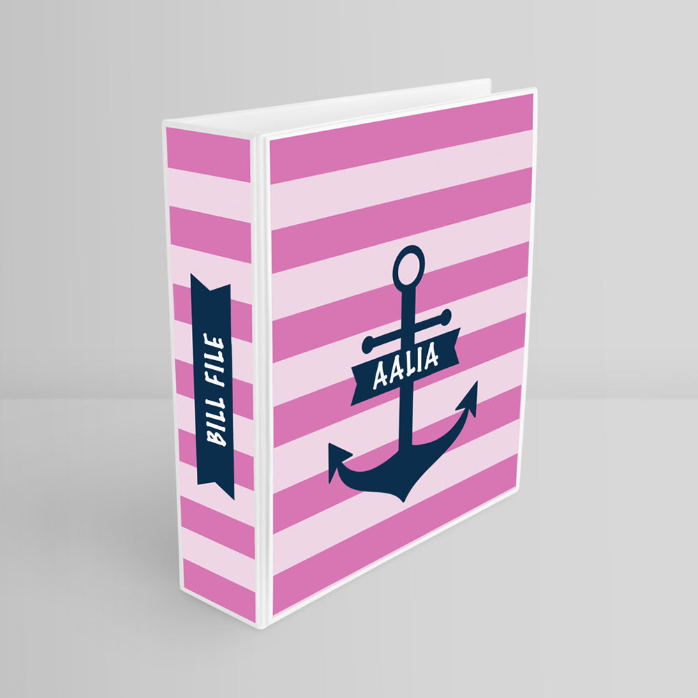 Nautical - Pink  Binder File