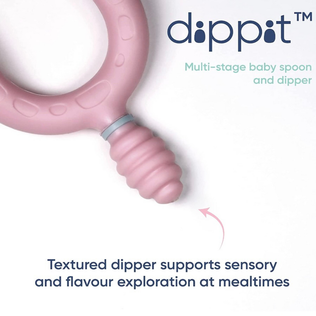 Bibado Dippit™ Multi stage Baby Weaning Spoon and Dipper Pink & Grey - Pack of 2
