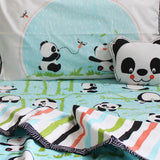 "Bundle of Joy" Panda Village Single Bedsheet Set - Blue
