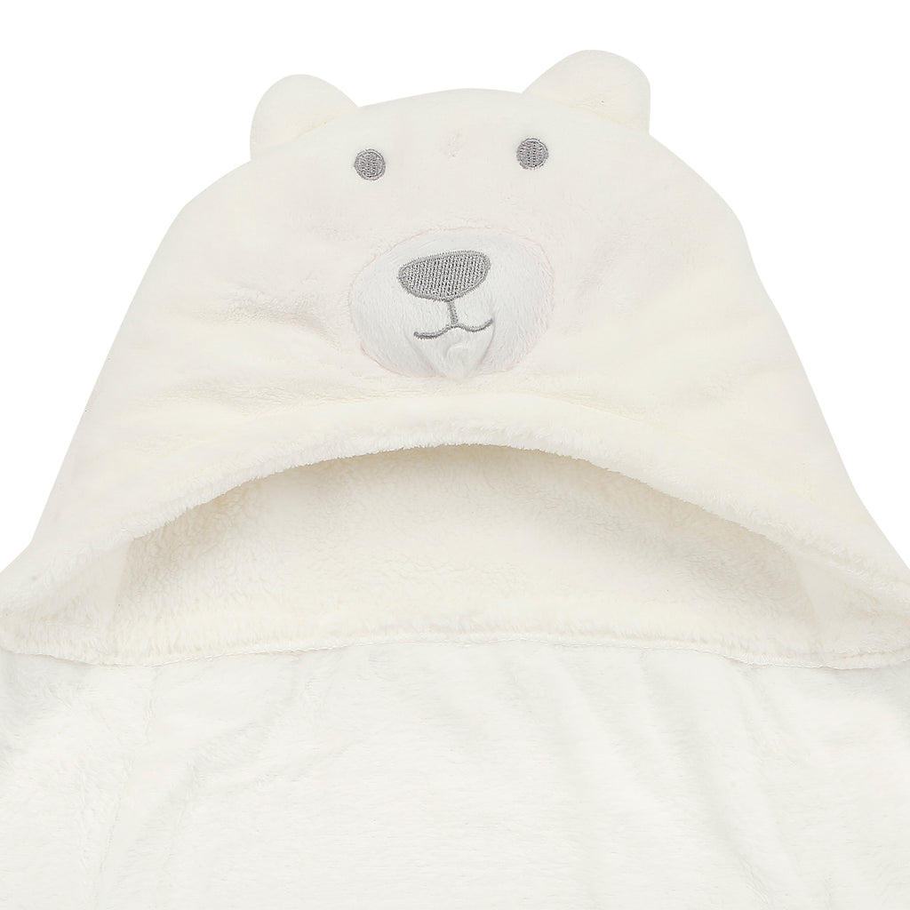 Baby Moo Smiley Bear White Blanket