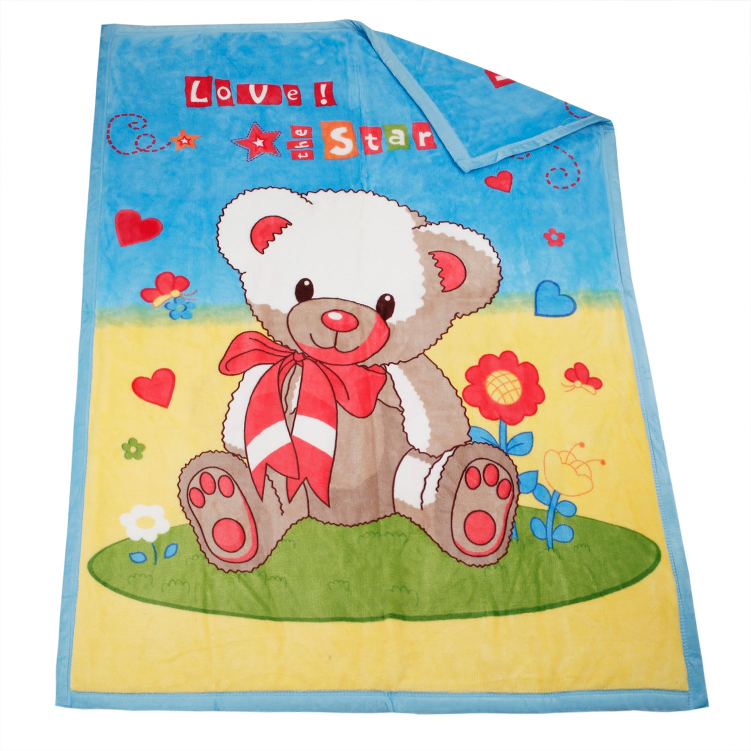 Baby Moo Star Bear Multicolour Double Sided Fur Blanket