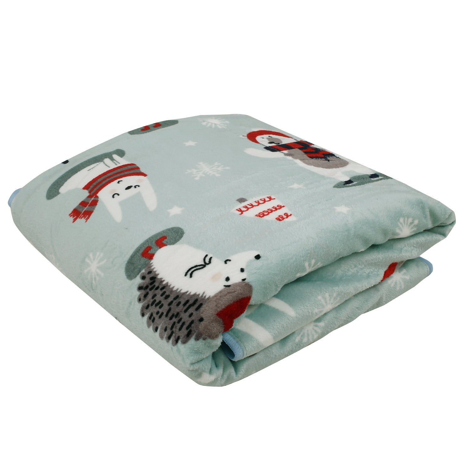 Baby Moo Arctic Animals Mint Green Double Sided Fur Blanket