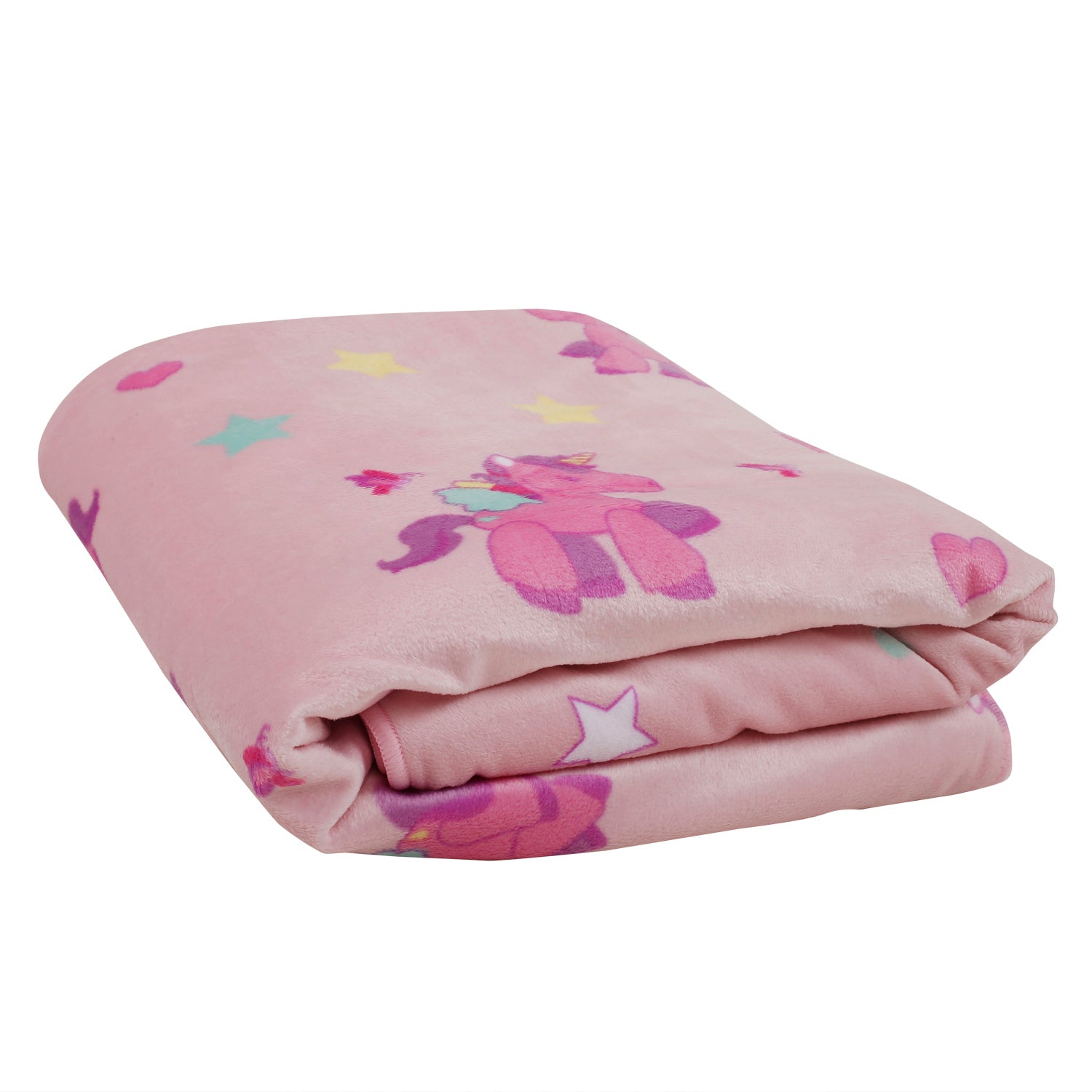 Baby Moo Unicorn & Rainbow Pink Double Sided Fur Blanket