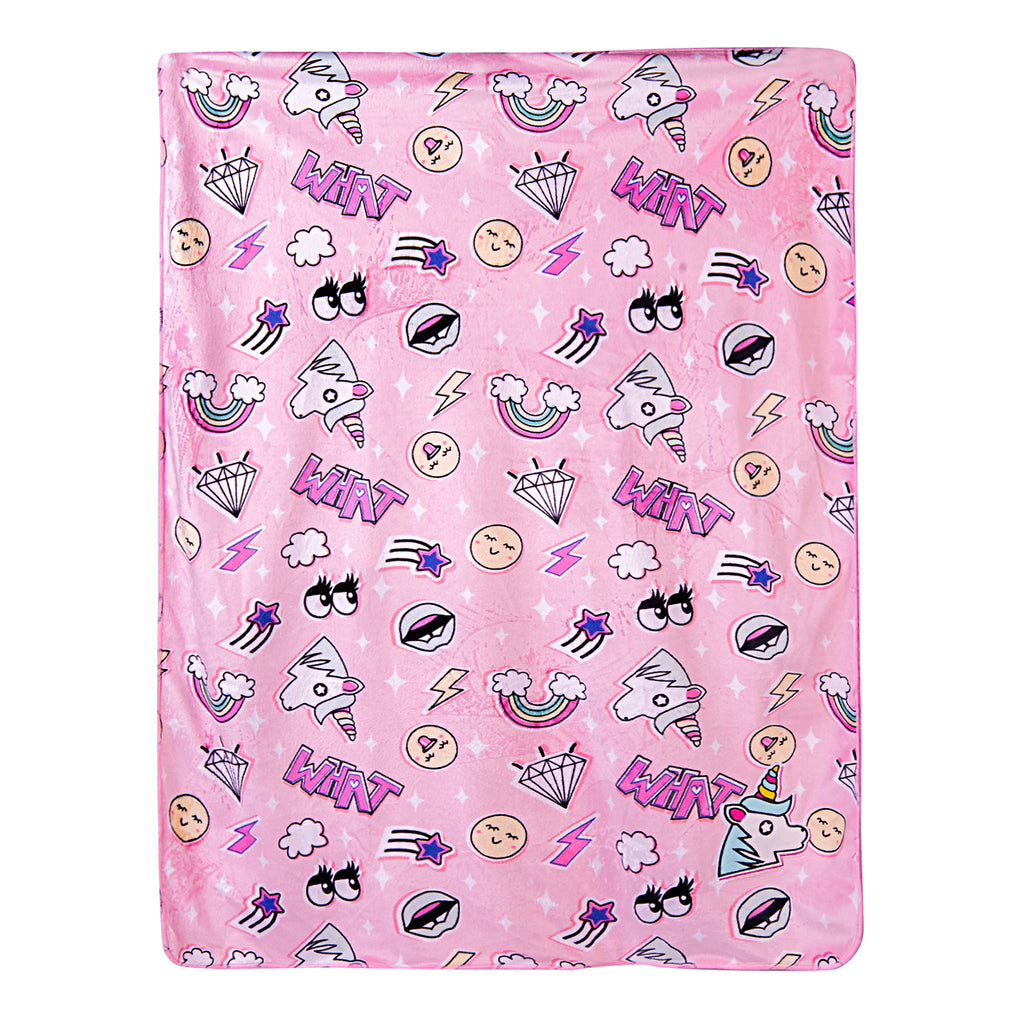 Baby Moo Unicorn Star Pink Fur Blanket