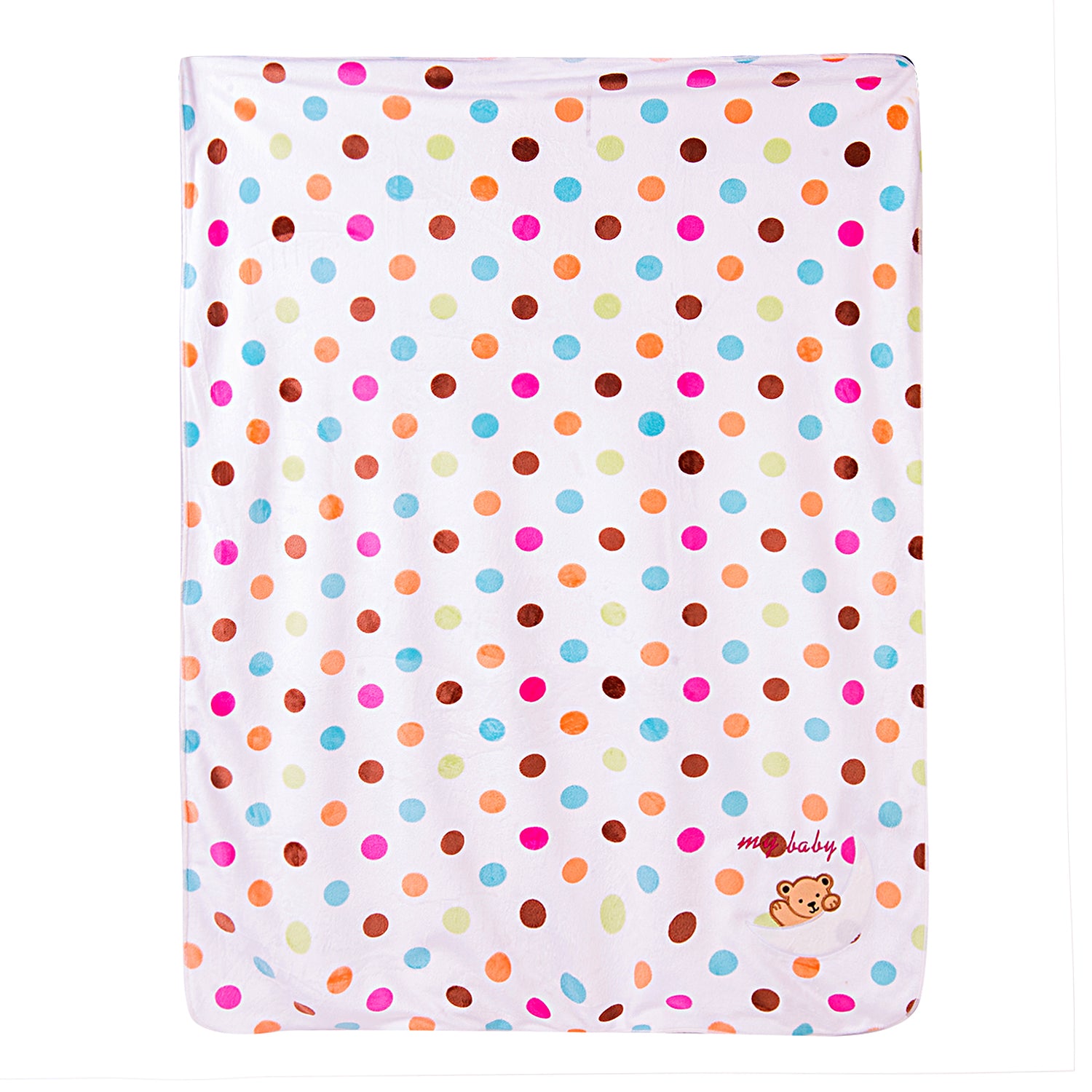 Baby Moo Teddy Polka Dot White Fur Blanket