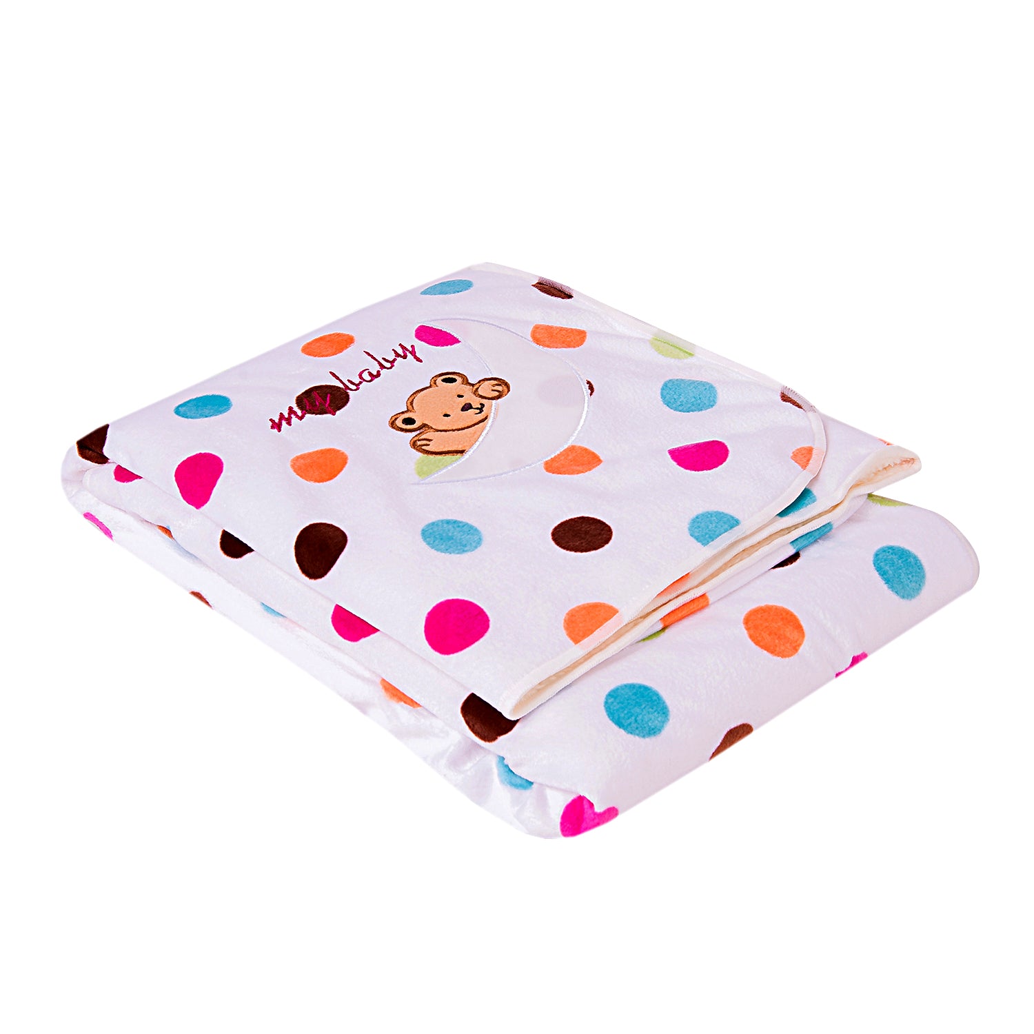 Baby Moo Teddy Polka Dot White Fur Blanket