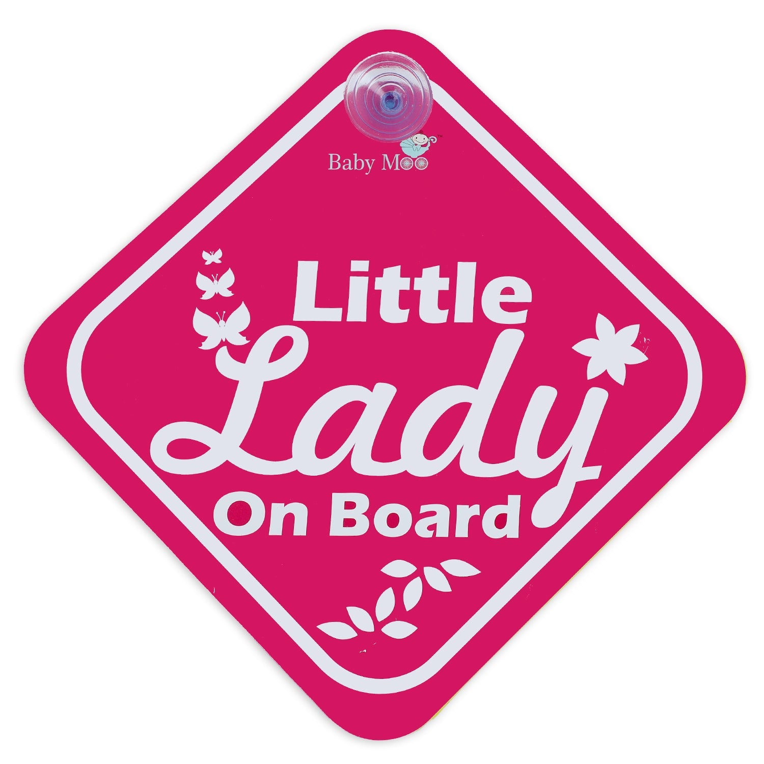 Baby Moo Little Lady On Board Car Safety Board With Vacuum Suction Cup Clip - Pink