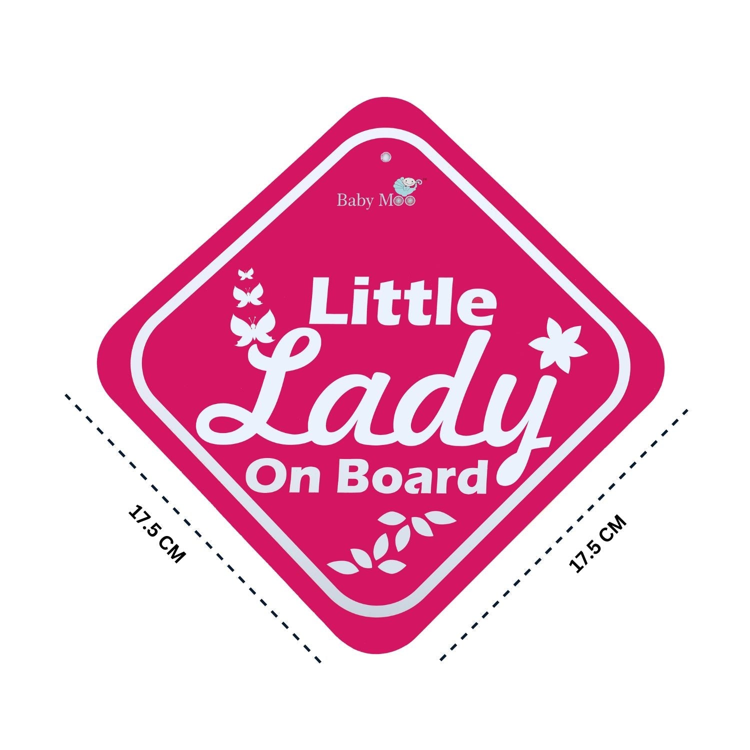 Baby Moo Little Lady On Board Car Safety Board With Vacuum Suction Cup Clip - Pink