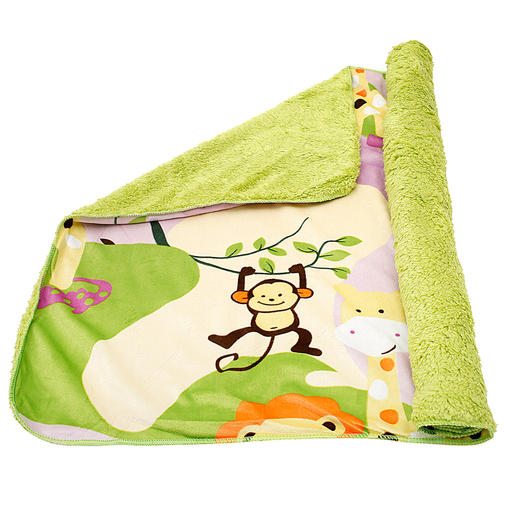 Baby Moo Animal Green And Purple Blanket