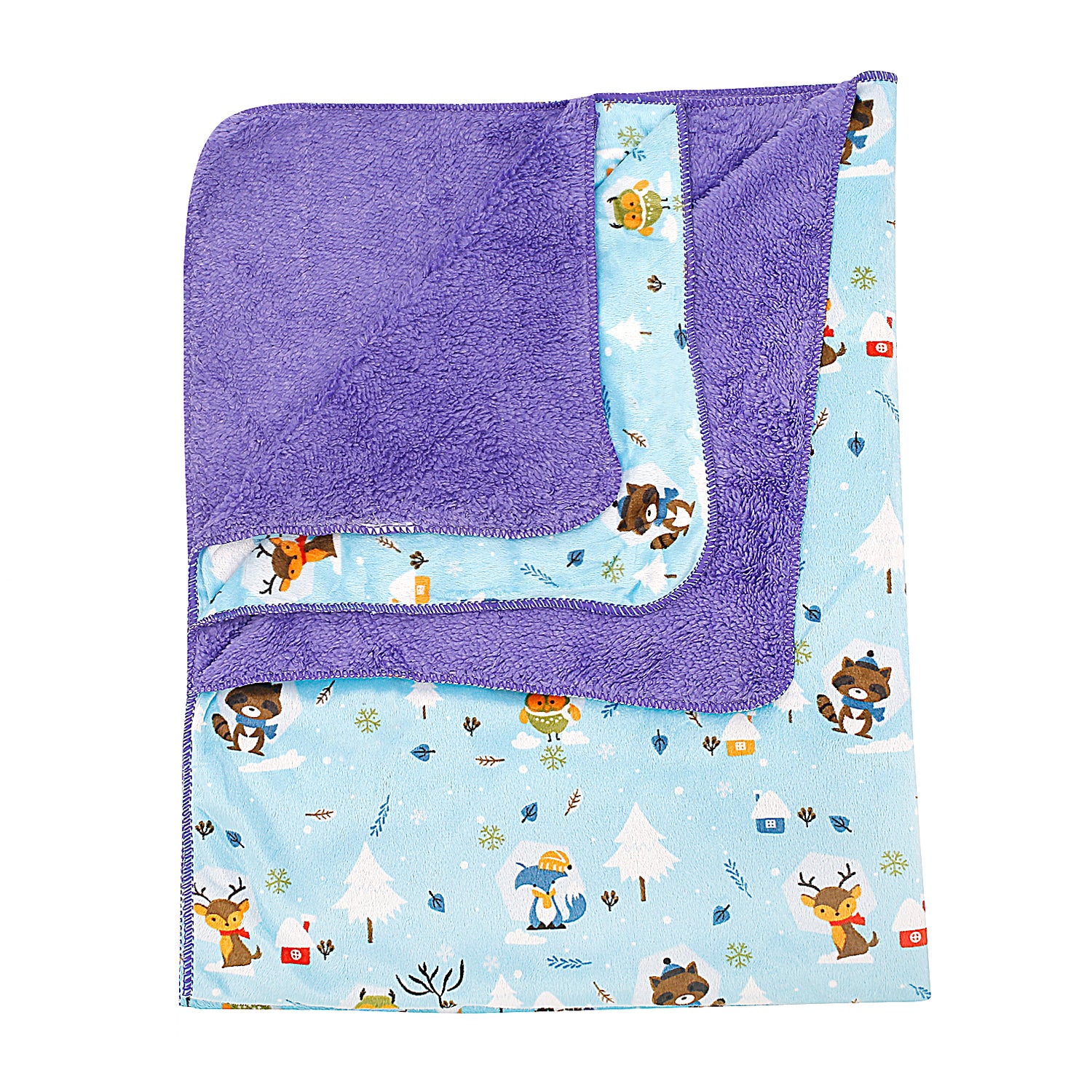 Baby Moo Winter Wonderland Purple And Blue Blanket