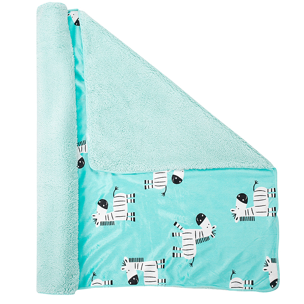 Baby Moo Zebra Aqua Blue Blanket