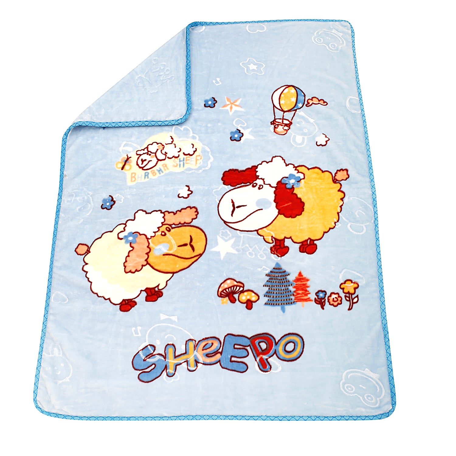 Baby Moo Sheep Blue Blanket