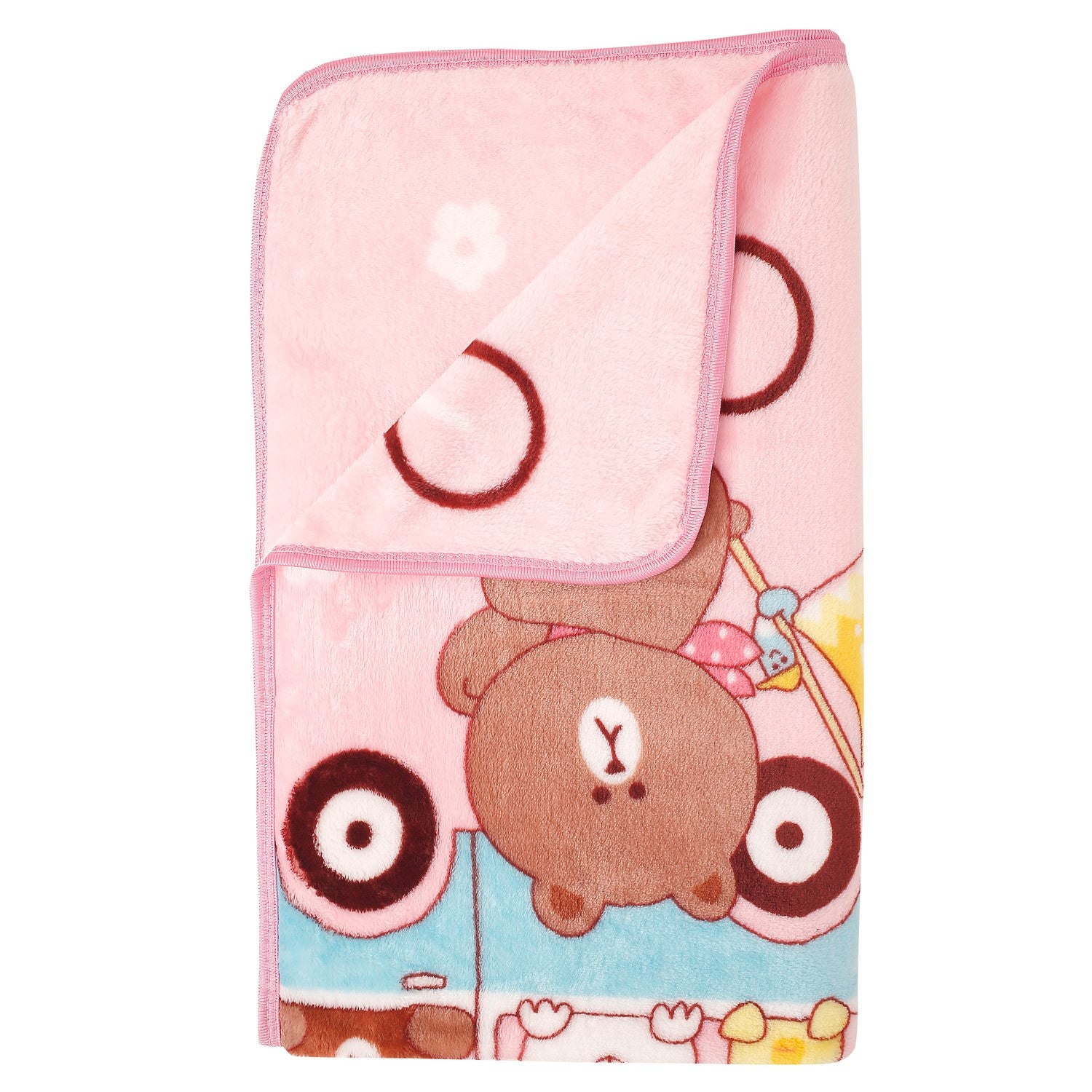 Baby Moo Cycling Bear Pink Bubble Blanket