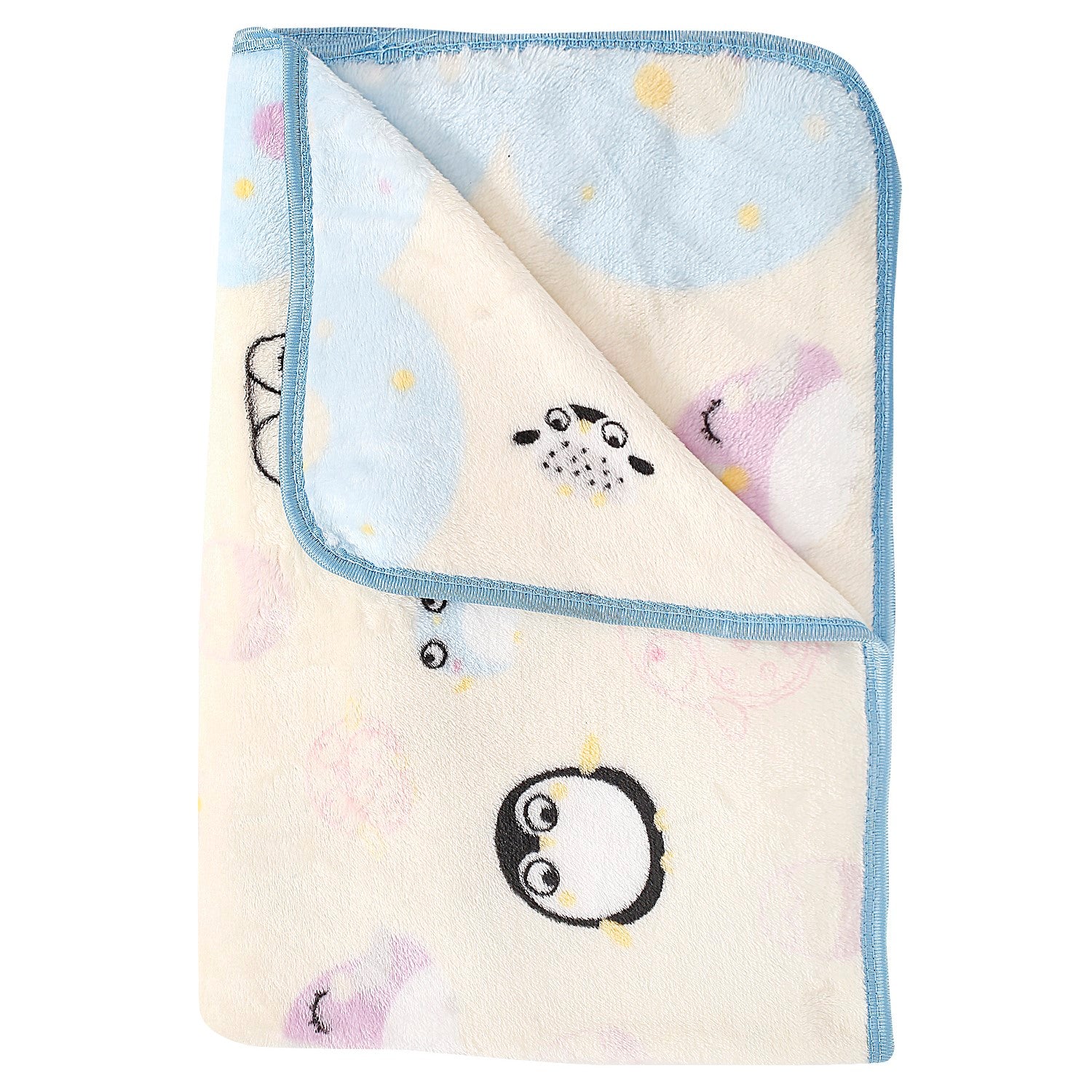Baby Moo Penguin Paws White And Blue Blanket