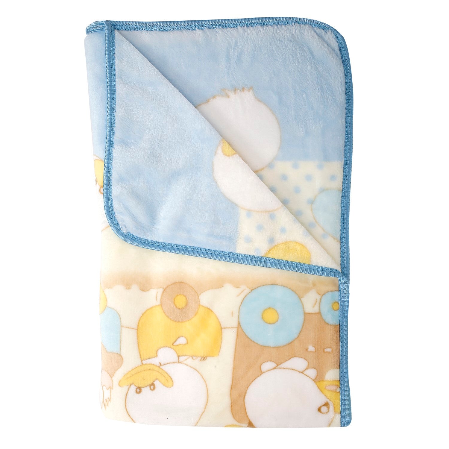 Baby Moo Duckling Train Blue Bubble Blanket