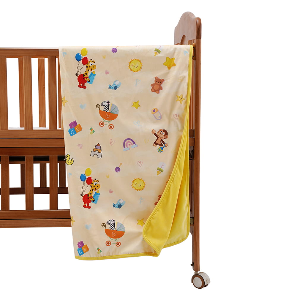 Baby Moo Zebra in Pram All Season Premium Blanket - Yellow