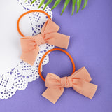 Baby Moo Solid Rubber Bands Hair Bows 2 Pcs - Orange