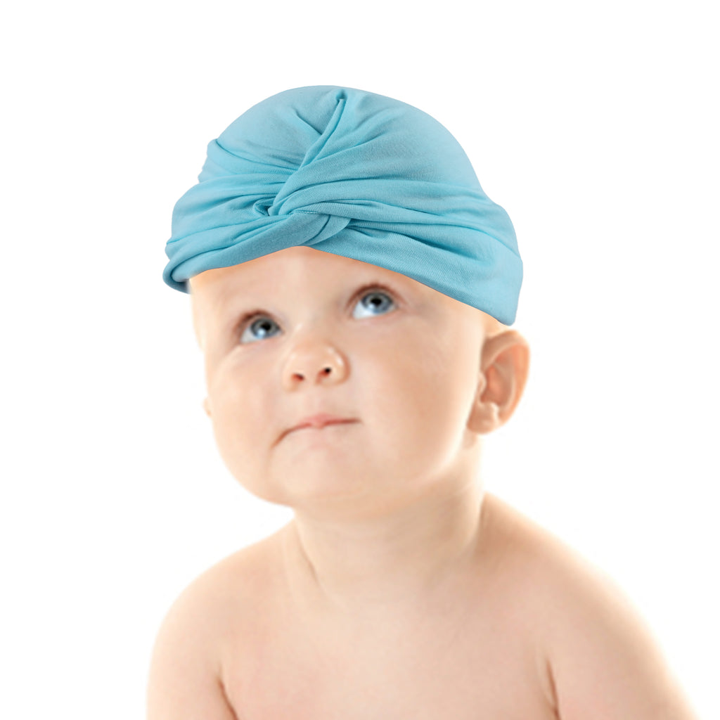 Baby Moo Cute Knotted Turban Cap Infant Beanie - Blue