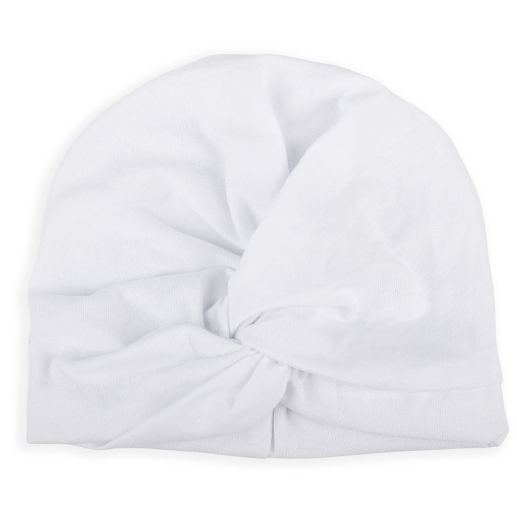 Baby Moo Cute Knotted Turban Cap Infant Beanie - White
