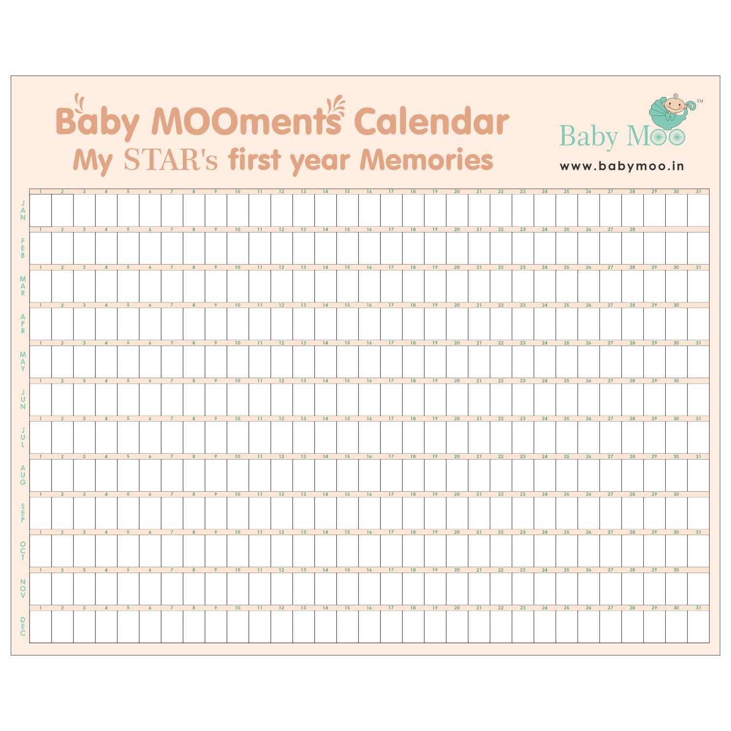 Baby MooMents Calendar - Record Baby Milestones - Nursery Decor