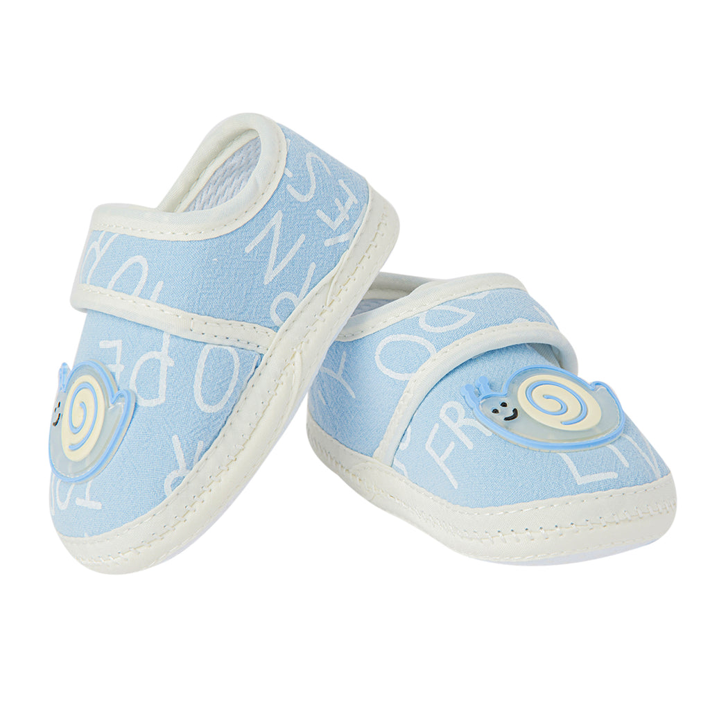 Baby Moo Happy Snail Blue Booties