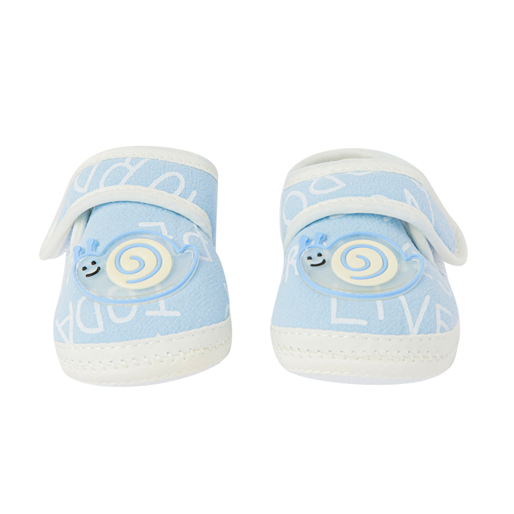 Baby Moo Happy Snail Blue Booties