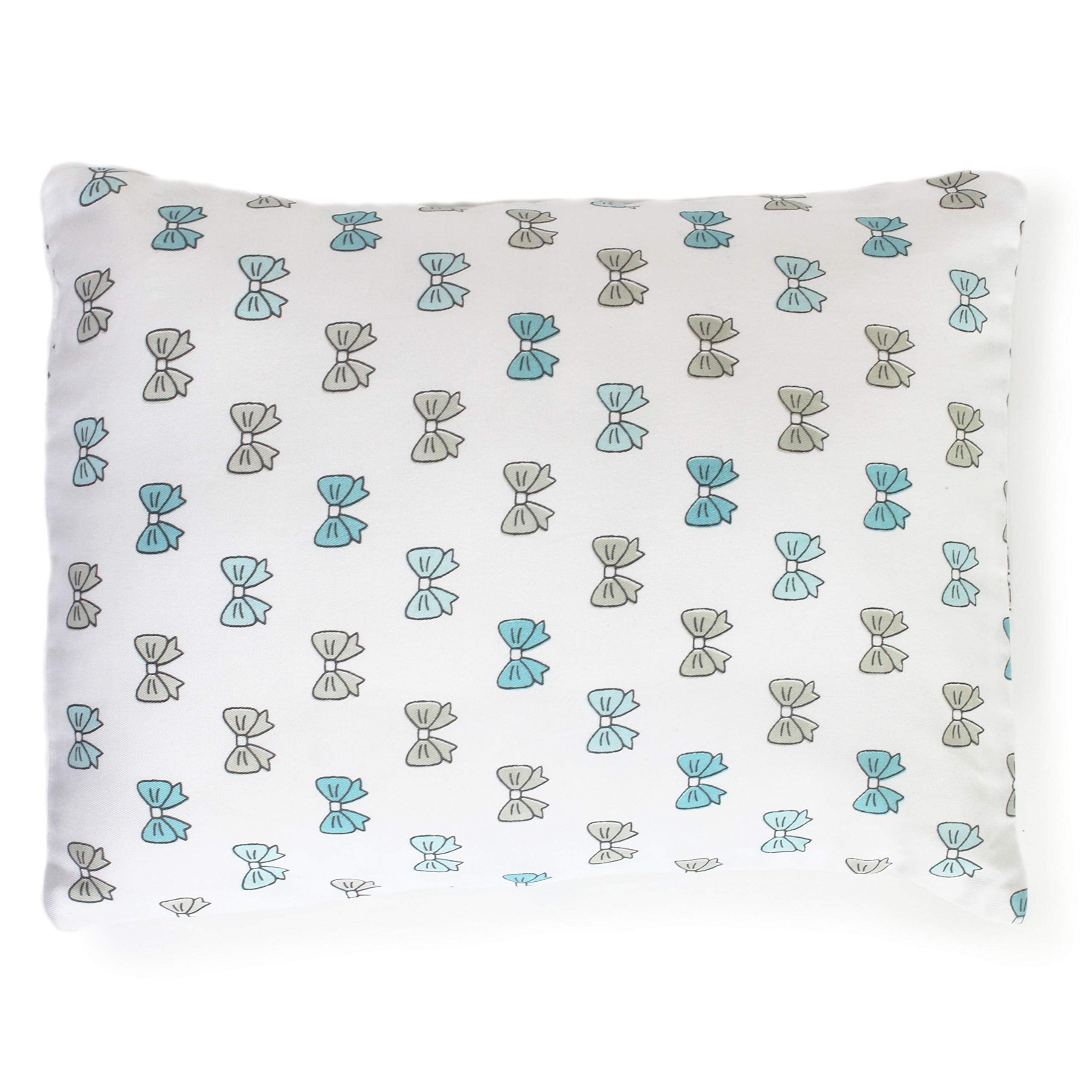 The White Cradle Cot Pillow + 2 Bolsters Set with Fillers - Blue Bow