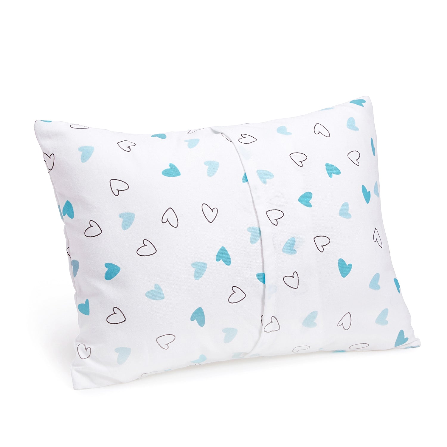 The White Cradle Cot Pillow + 2 Bolsters Set with Fillers - Blue Hearts