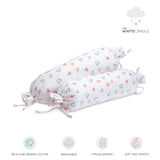The White Cradle Cot Pillow + 2 Bolsters Set with Fillers - Pink Hearts