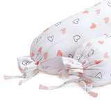 The White Cradle Cot Pillow + 2 Bolsters Set with Fillers - Pink Hearts