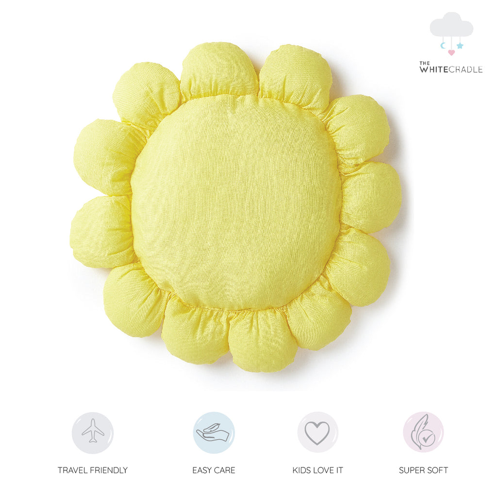 The White Cradle Soft Toys for Baby's Cot - Animal Designs, Organic Cotton Fabric, Softest Fiber Filling, No Sharp Edges, Safe for Children, Attractive for Crib/Bed Decoration, Washable - Sunflower