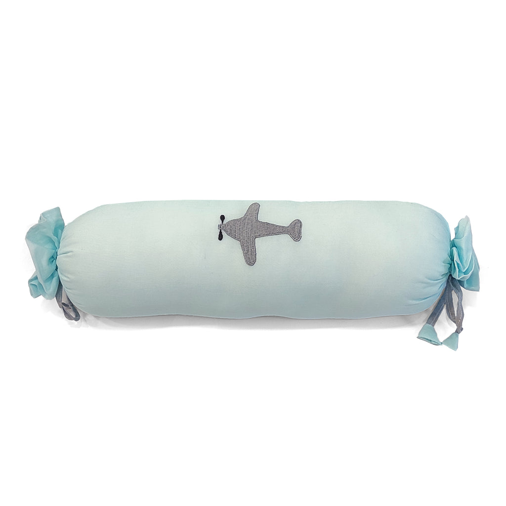 The White Cradle Cot Pillow + 2 Bolsters Set with Fillers - Organic Cotton Fabric, Softest Fiber Filling, Protective Comfort - Aeroplane