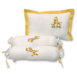 The White Cradle Cot Pillow + 2 Bolsters Set with Fillers - Organic Cotton Fabric, Softest Fiber Filling, Protective Comfort - Giraffe