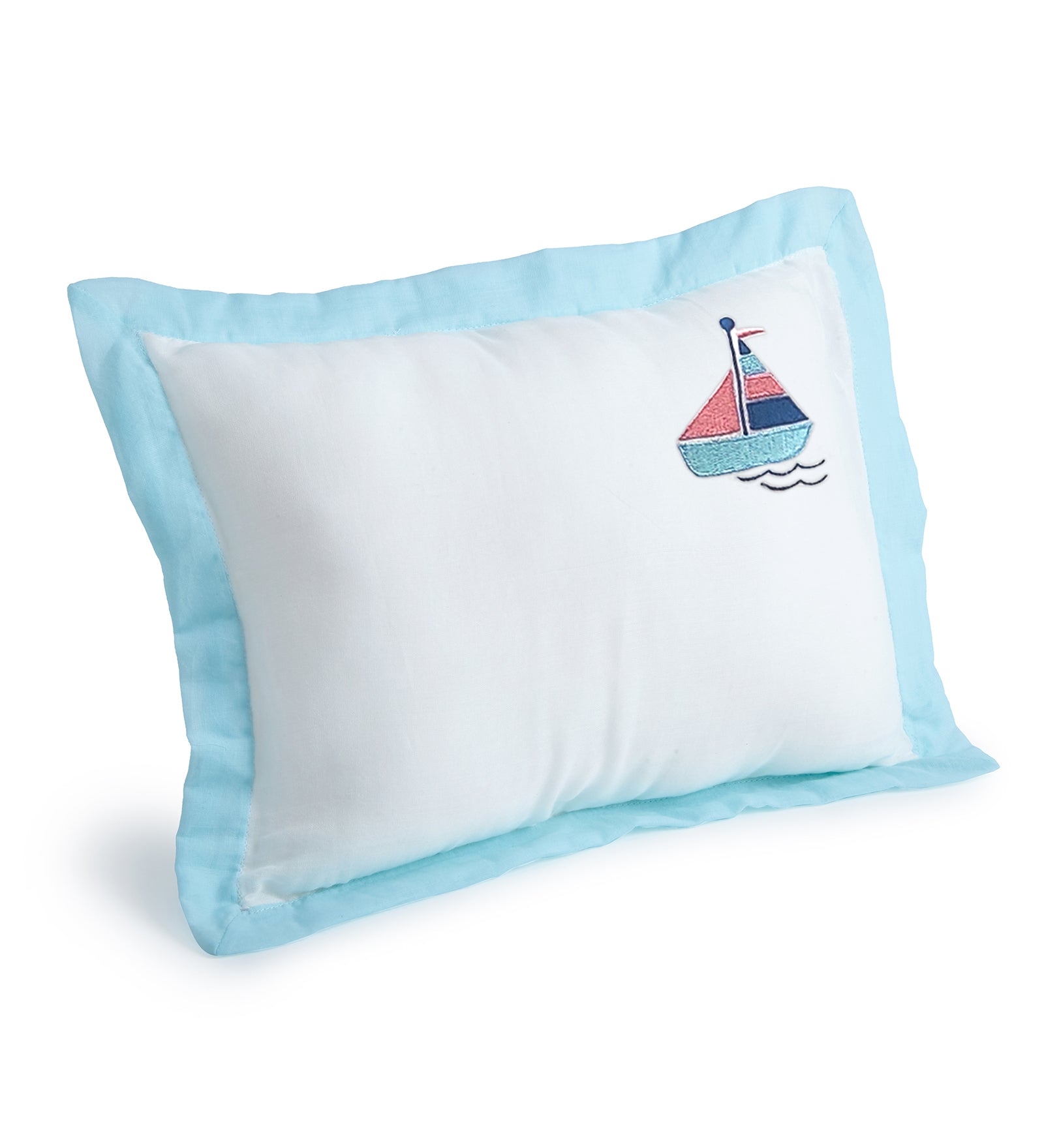 The White Cradle Cot Pillow + 2 Bolsters Set with Fillers - Organic Cotton Fabric, Softest Fiber Filling, Protective Comfort - Anchor