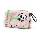 Cotton Zippered Multipurpose Pouch with Waterproof Lining - Panda Village - Pink