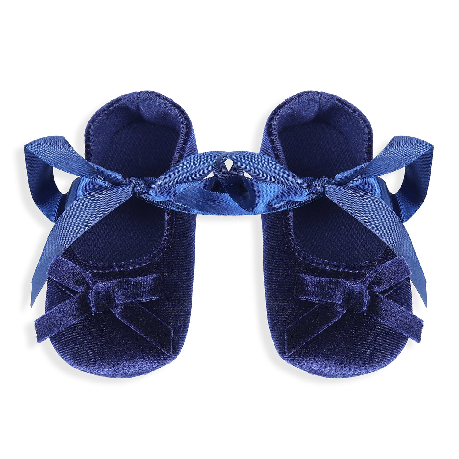 Baby Moo Princess Bowknot Premium Infant Girls Anti-Slip Ballerina Booties - Blue