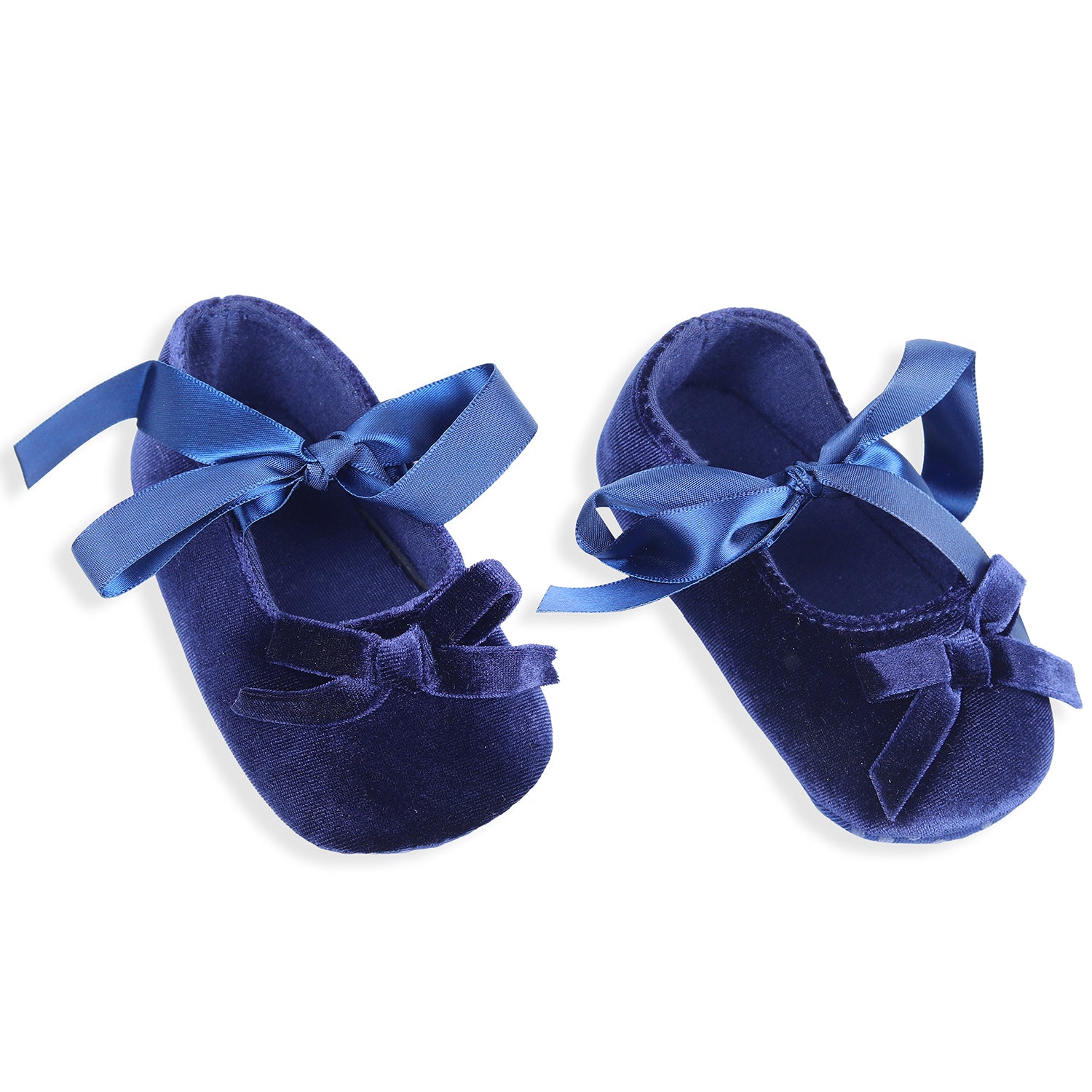 Baby Moo Princess Bowknot Premium Infant Girls Anti-Slip Ballerina Booties - Blue