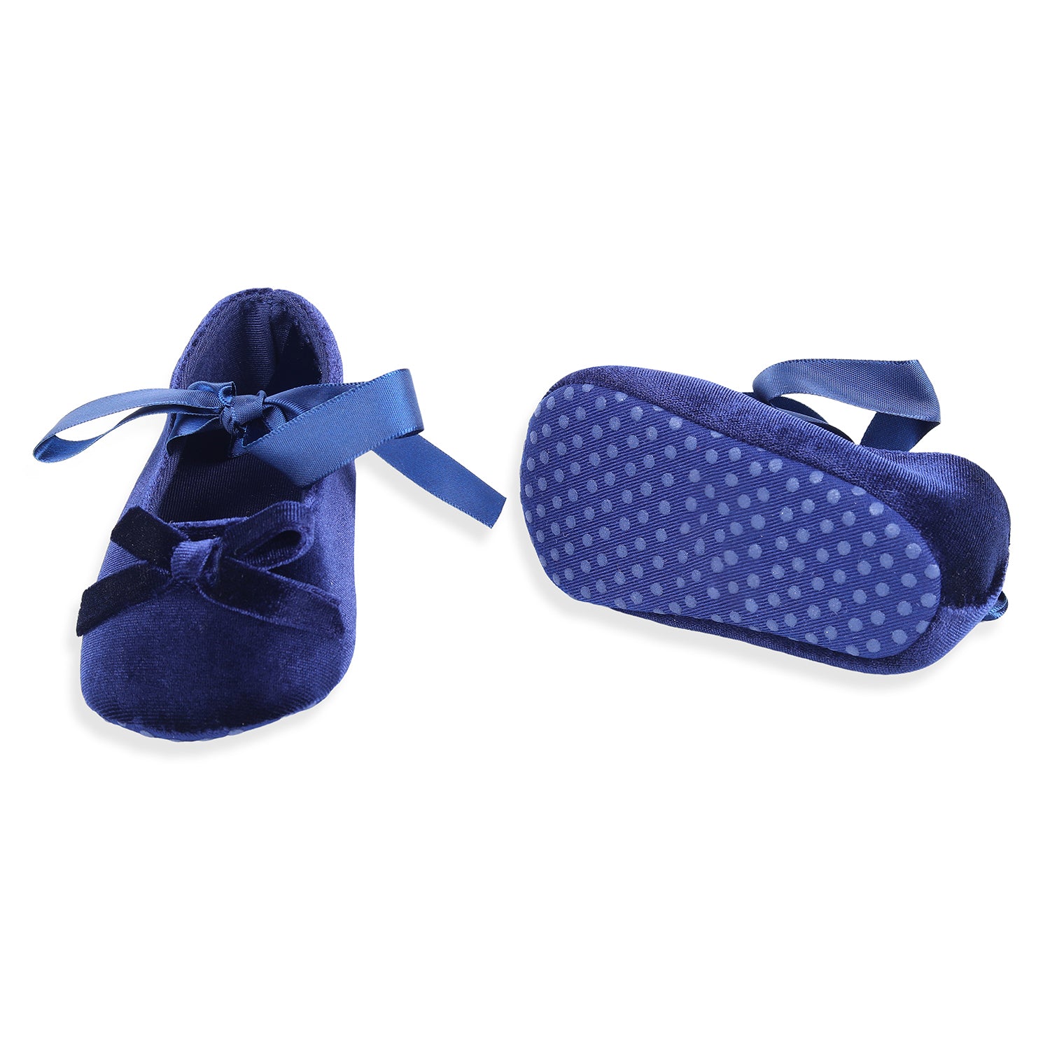 Baby Moo Princess Bowknot Premium Infant Girls Anti-Slip Ballerina Booties - Blue