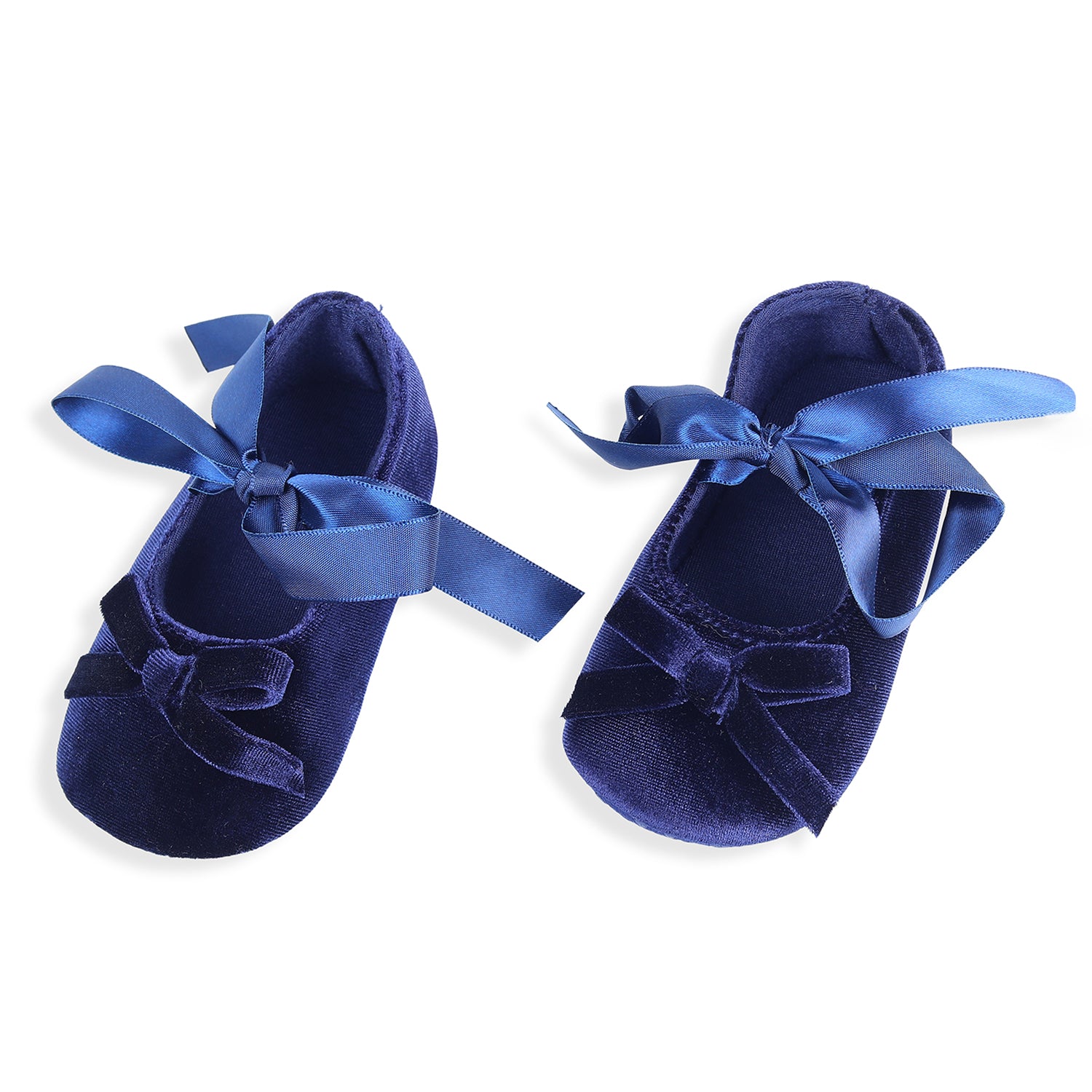 Baby Moo Princess Bowknot Premium Infant Girls Anti-Slip Ballerina Booties - Blue