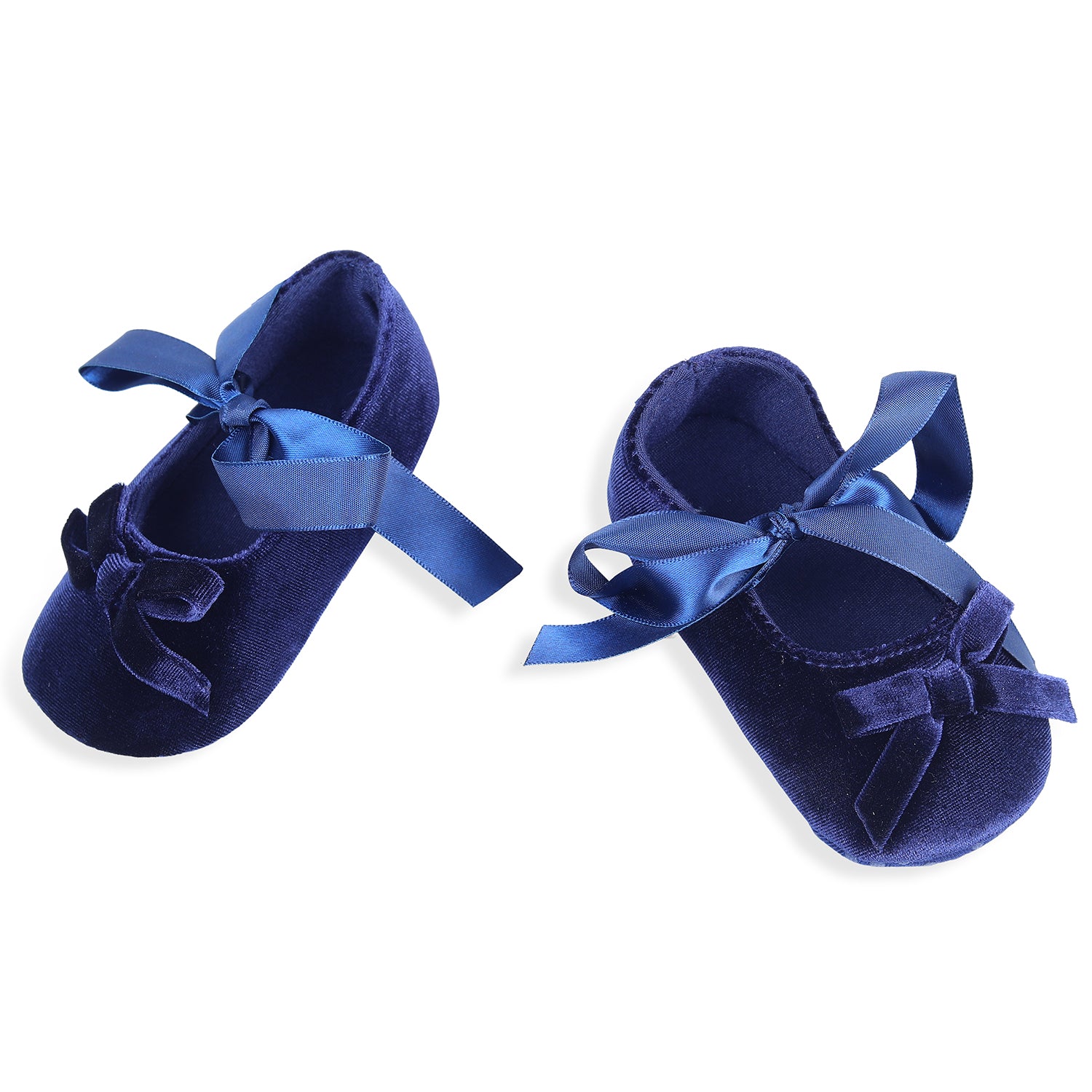 Baby Moo Princess Bowknot Premium Infant Girls Anti-Slip Ballerina Booties - Blue