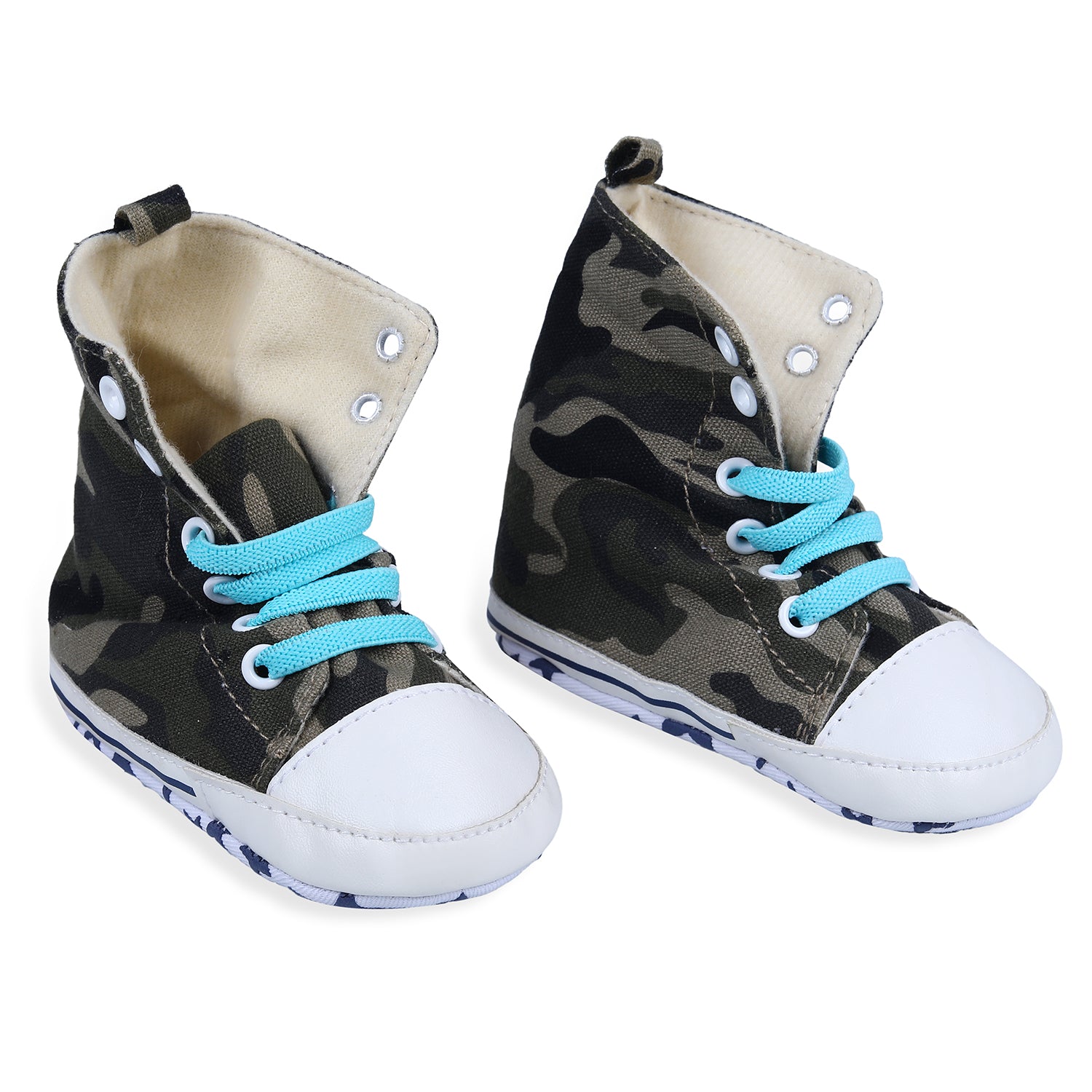 Baby Moo Military High Top Foldable Casual Sneaker Booties - Multicolour