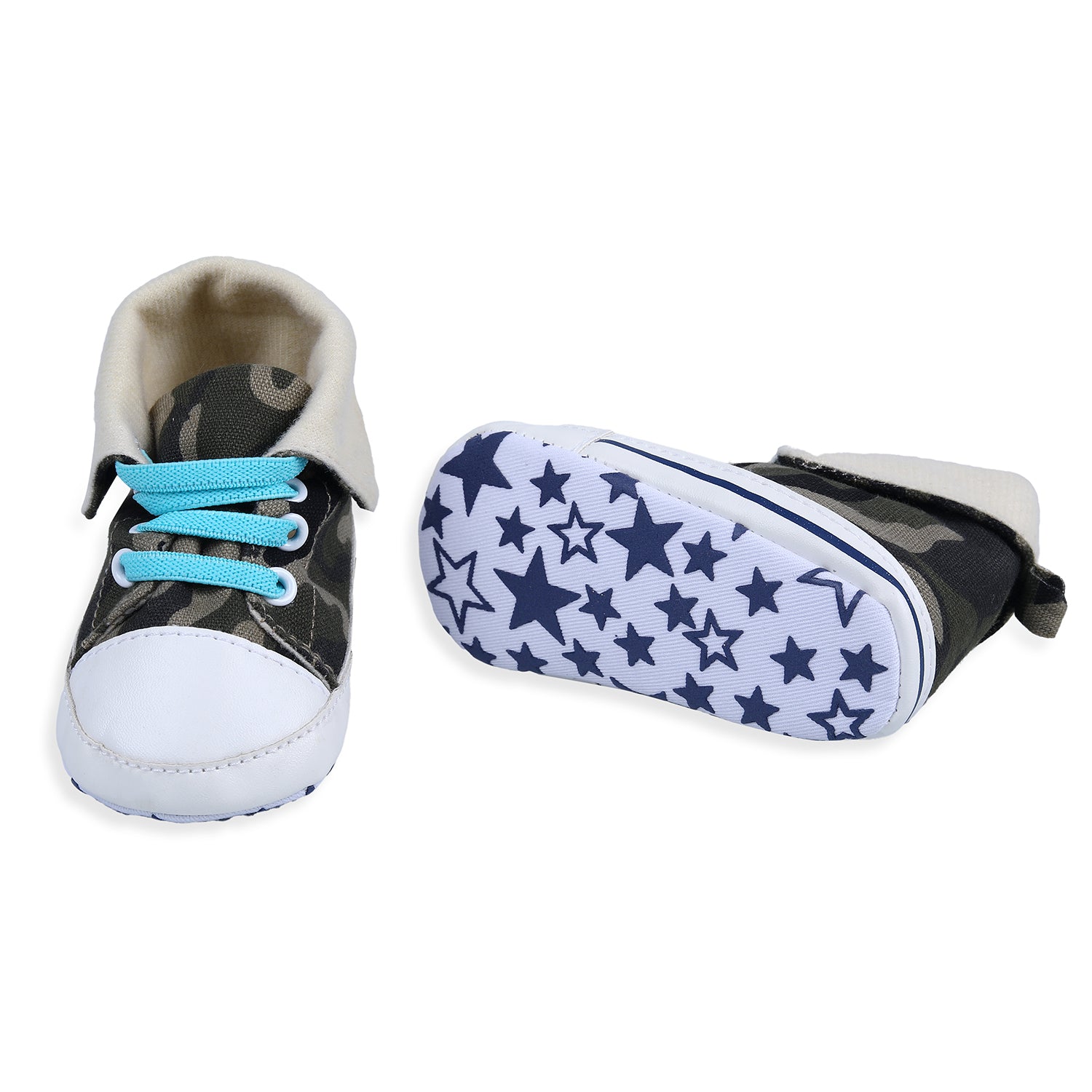 Baby Moo Military High Top Foldable Casual Sneaker Booties - Multicolour