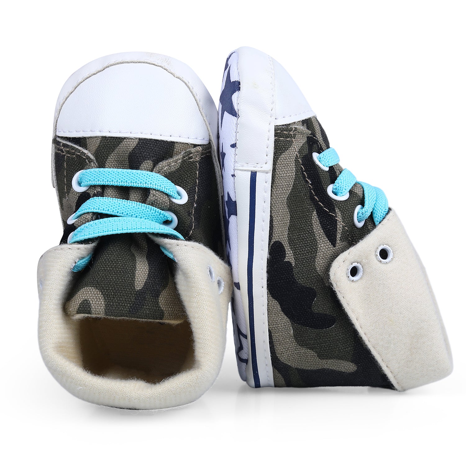 Baby Moo Military High Top Foldable Casual Sneaker Booties - Multicolour